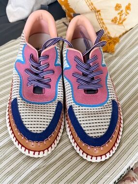 Women’s Athletic Sneakers in Pink, Blue and Tan